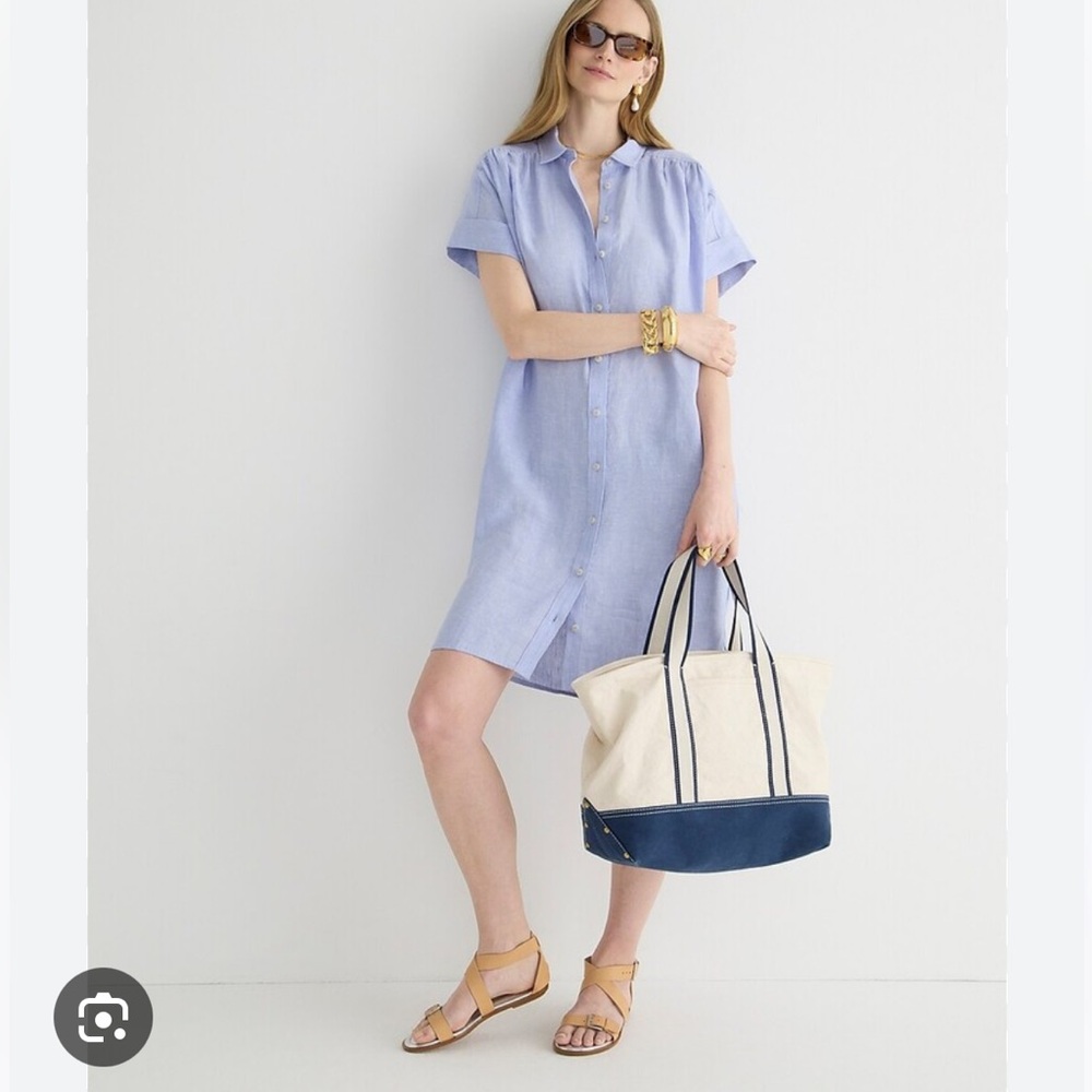 J. Crew Light Blue Button-Front Shirt Dress